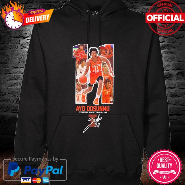 Official 11 Ayo Dosunmu Illinois Fighting Illini signature hoodie