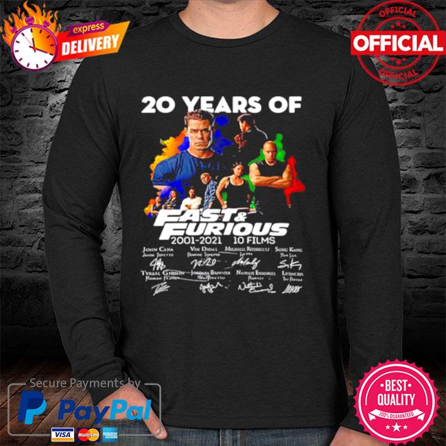 Official years of Fast And Furious 2021 10 Films signatures Shirt, hoodie, sweater, long sleeve and tank