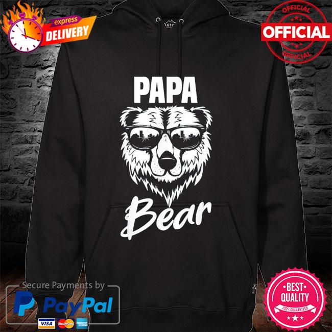 Papa bear wearing cool sunglasses fathers day us 2021 hoodie