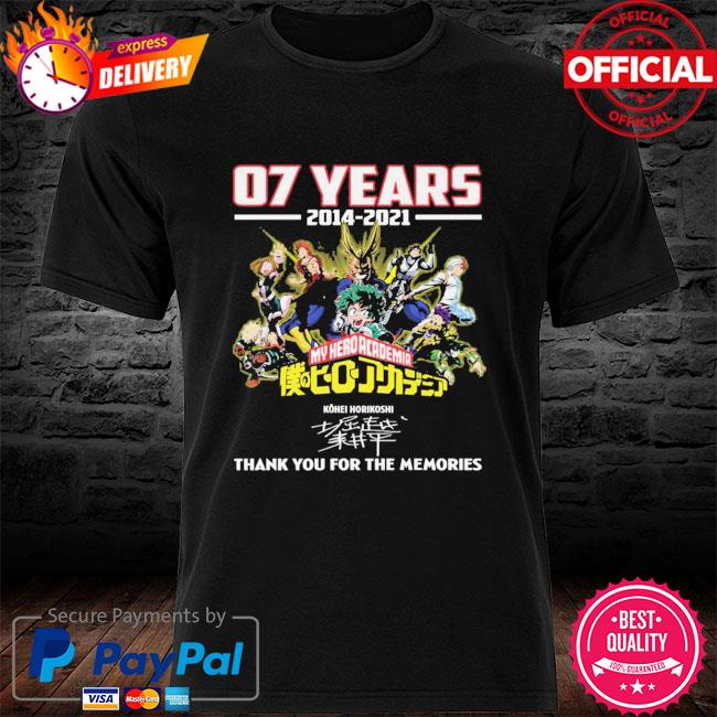 07 years 2014 2021 My Hero Academia thank you for the memories signatures shirt