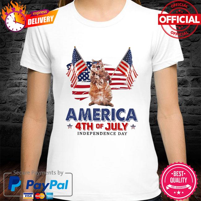 Cat American flag 4th of july independence day shirt