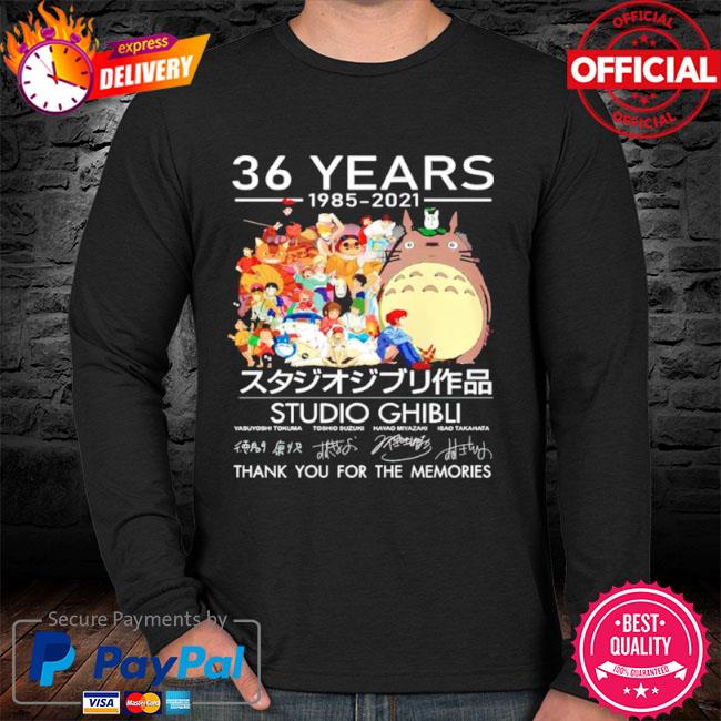 Official 36 years ghibli 1985 2021 thank you for the memories shirt, hoodie, sweater, long sleeve and tank top