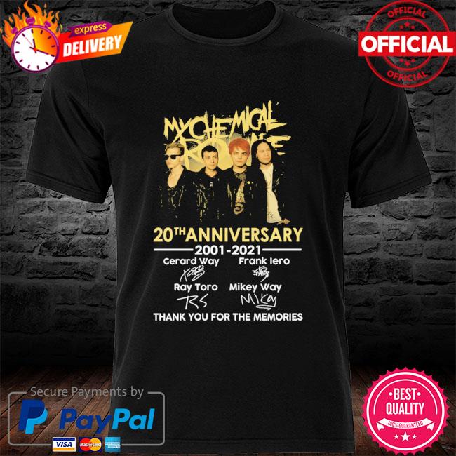 Official My Chemical Romance 20th anniversary thank you for the memories signatures t-shirt