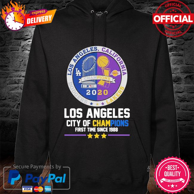 Los Angeles Lakers and los angeles dodgers city of champions first time since 1988 - 2021 hoodie