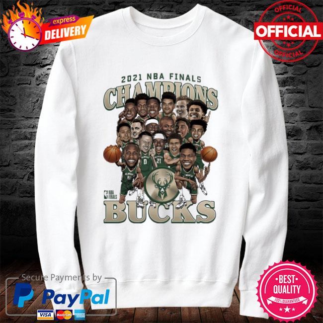 2021 NBA Champions Milwaukee Bucks Caricature Roster T-Shirt