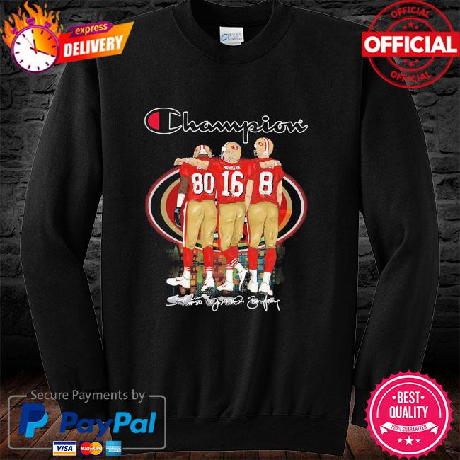 Funny San Francisco 49ers Champion Rice Montana Young signatures shirt,  hoodie, sweater, long sleeve and tank top