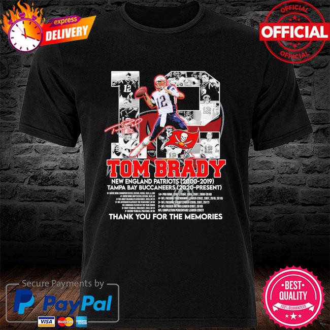 12 Tom Brady new england Patriots tampa bay buccaneers thank you for the  memories shirt, hoodie, sweater, long sleeve and tank top