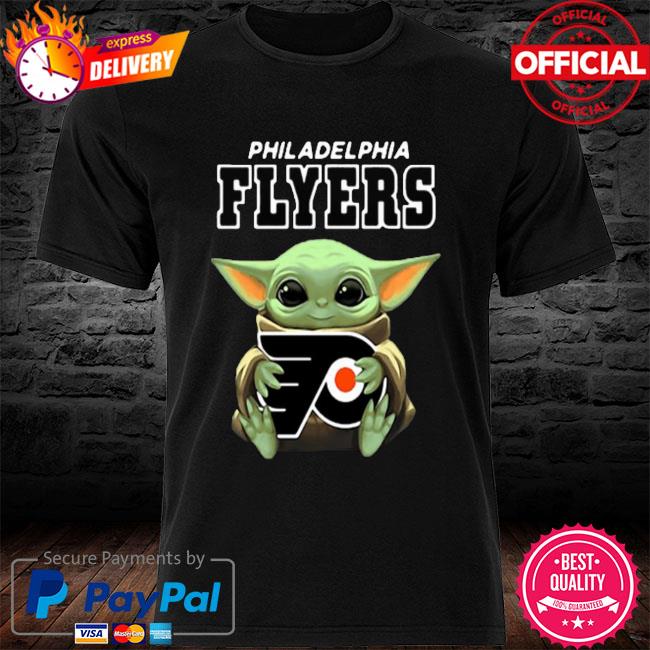 Baby Yoda Hug Philadelphia Flyers Star Wars Mandalorian Shirt