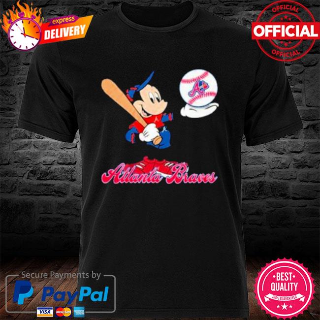 Atlanta Braves MLB Baseball Mickey Peace Sign Sports V-Neck T-Shirt