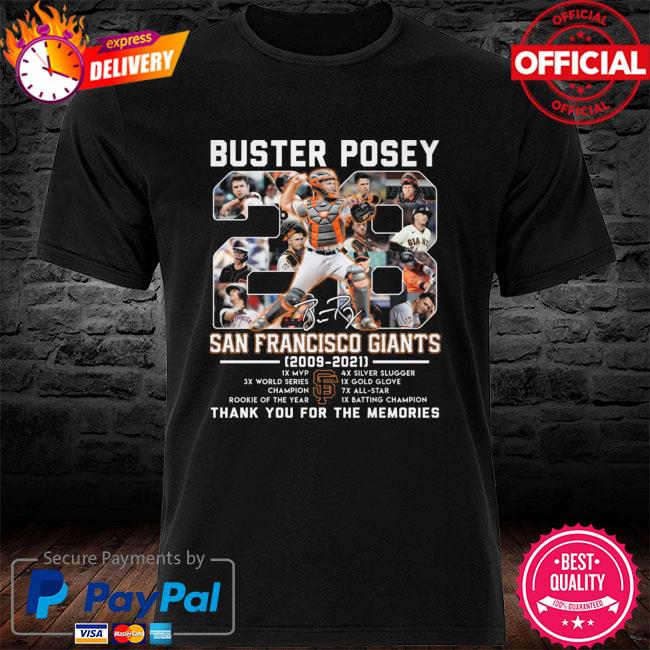 28 Buster Posey San Francisco Giants 2009 2021 thank you for the memories  signature shirt, hoodie, sweater, long sleeve and tank top