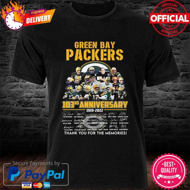 Official green bay packers 103rd anniversary 1919 2022 thank you