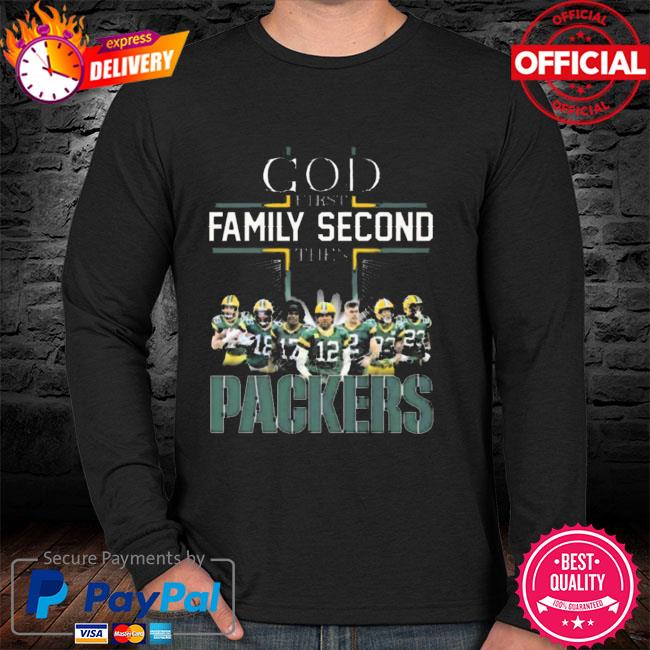 Green Bay Packers Shirt God First Family Second - High-Quality