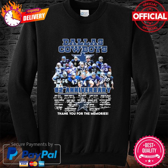 Premium Dallas Cowboys 62nd anniversary 1960 2022 thank you for the  memories signatures shirt, hoodie, sweater, long sleeve and tank top