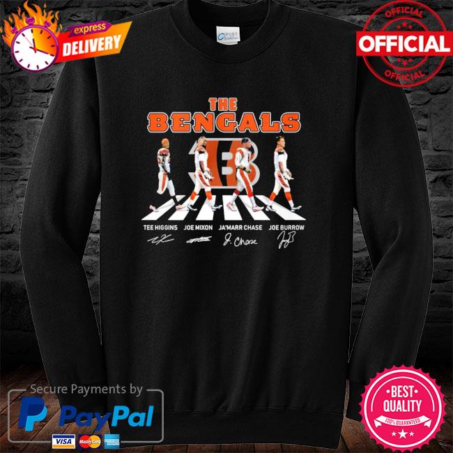 Cincinnati Bengals Burrow Higgins Mixon Chase Santa Hat Abbey Road  signatures shirt, hoodie, sweater, long sleeve and tank top