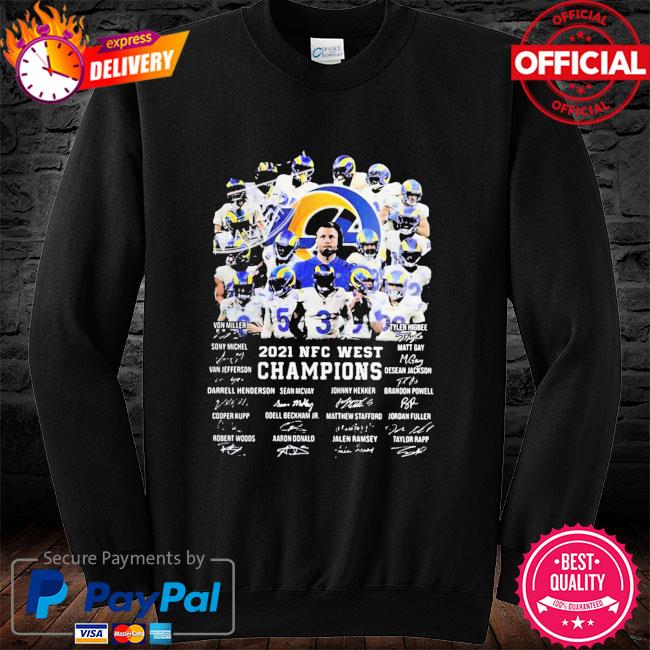 Official Los angeles rams nfc west champions 2021 2022 signatures shirt,  hoodie, sweater, long sleeve and tank top