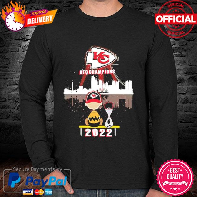 Snoopy And Charlie Brown Kansas City Chiefs 2022 AFC Champions T-Shirt -  REVER LAVIE