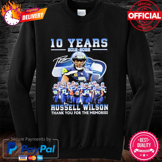 Russell Wilson Seattle Seahawks 2012 2022 Thank You For The Memories T-Shirt  - REVER LAVIE