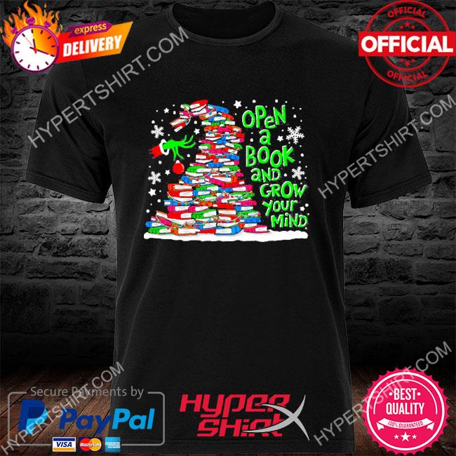 Grinch Hand Open A Book And Grow Your Mind Christmas Sweater Shirt