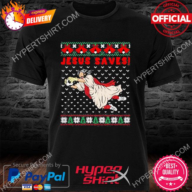 Jesus Saves Soccer Goal Keeper Ugly Christmas Sweater Shirt