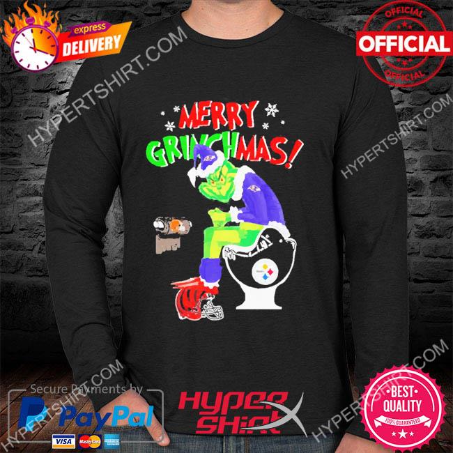 Santa Grinch Ravens shit on Steelers helmet Merry Grinchmas shirt -  Dalatshirt