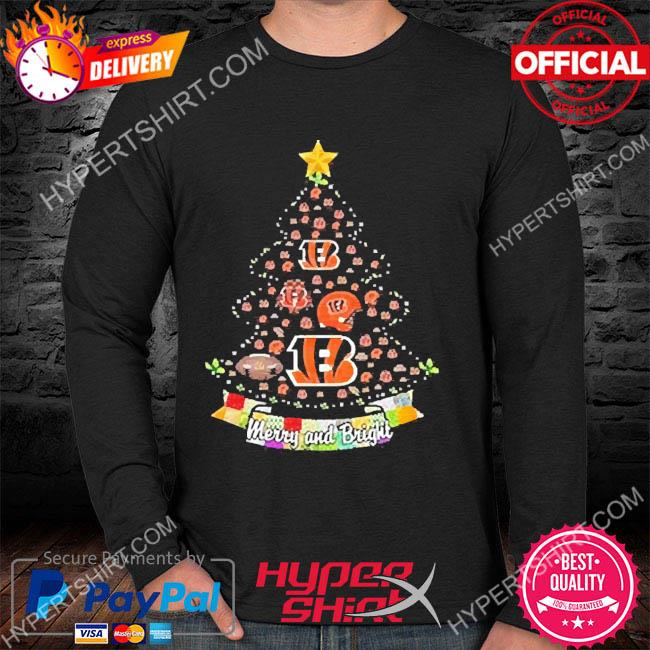 Official Merry And Bright Cincinnati Bengals NFL Christmas Tree Sweatshirt,  hoodie, sweater, long sleeve and tank top