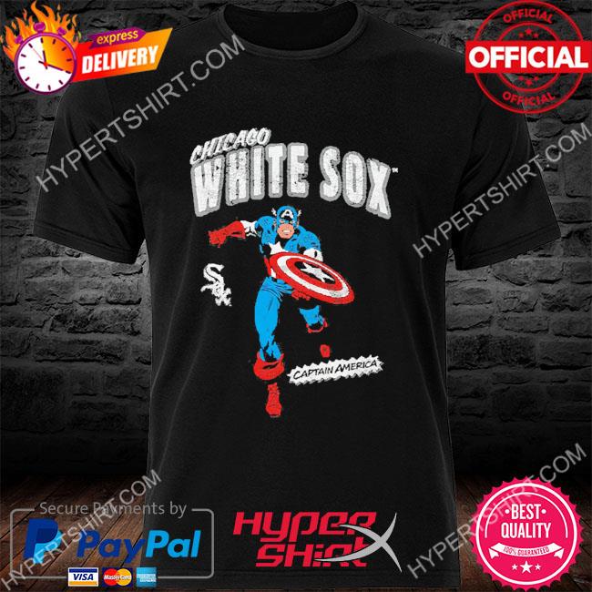 Official Youth Chicago White Sox Black Team Captain America Marvel Shirt