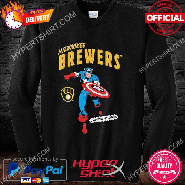 Outerstuff Youth Navy Milwaukee Brewers Team Captain America Marvel T-Shirt Size: Large