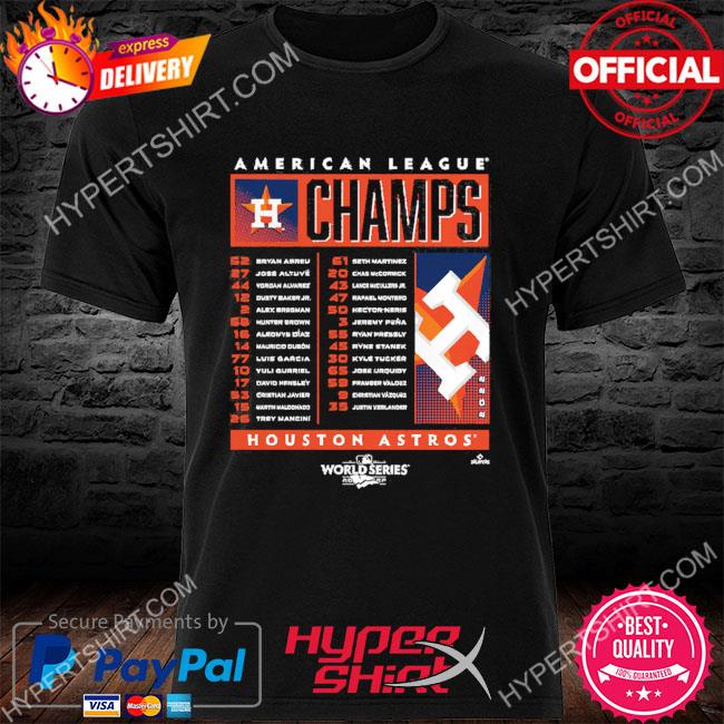 Houston Astros Fanatics Branded 2022 American League Champions Roster  T-Shirt - Black