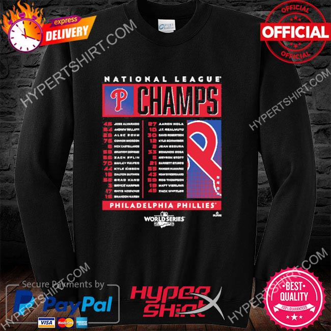 Philadelphia Phillies Fanatics Branded 2022 National League Champions  Roster T-Shirt - Black