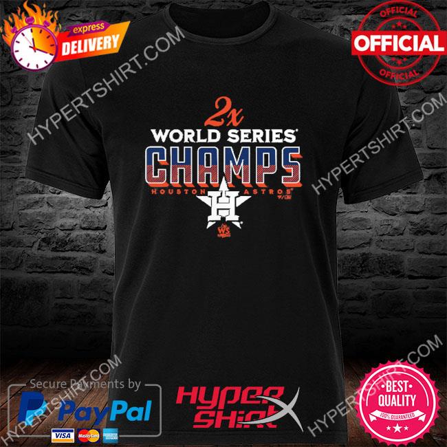 Houston Astros Fanatics Branded Two-Time World Series Champions Trophy Case  Addition T-Shirt - Black