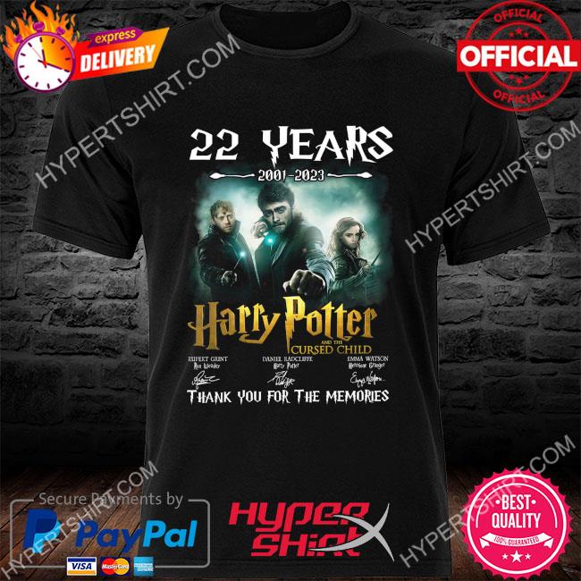 Official 22 years 2001 2023 Harry Potter thank you for the memories signatures shirt