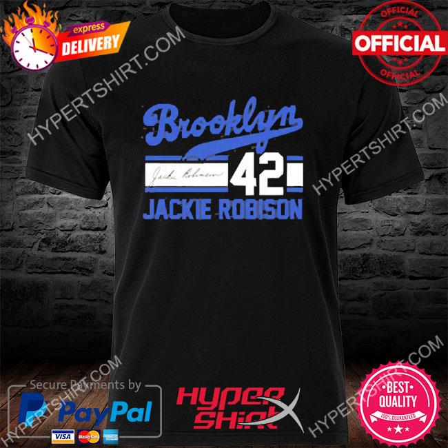 Men's Homage Jackie Robinson Gray Brooklyn Dodgers Cooperstown Collection Remix Jersey Tri-Blend T-Shirt