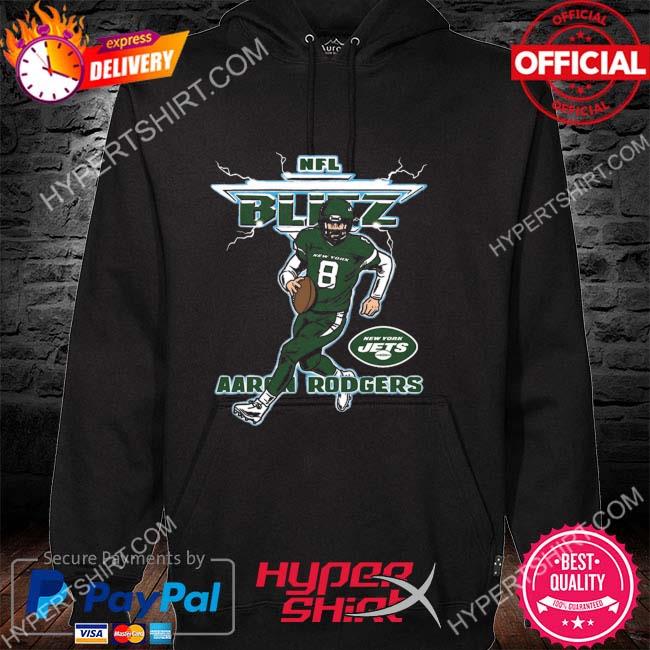Official aaron Rodgers New York Jets Homage Blitz Graphic 2023 T-Shirt hoodie