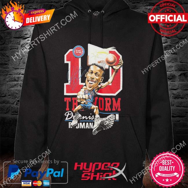 Official dennis rodman detroit pistons mitchell & ness hardwood classics caricature s hoodie
