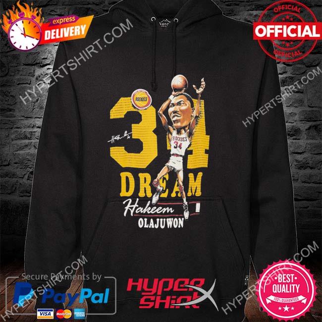 Official hakeem olajuwon houston rockets mitchell & ness hardwood classics caricature s hoodie