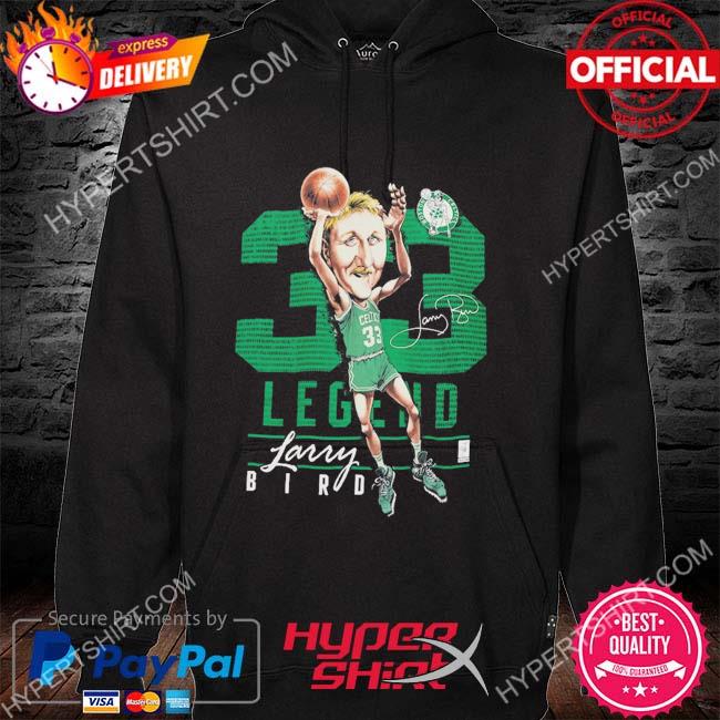 Official larry bird boston celtics mitchell & ness hardwood classics caricature s hoodie
