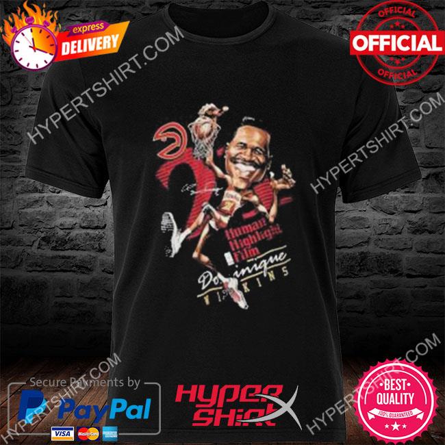 Official mitchell & ness dominique wilkins atlanta hawks hardwood classics caricature shirt