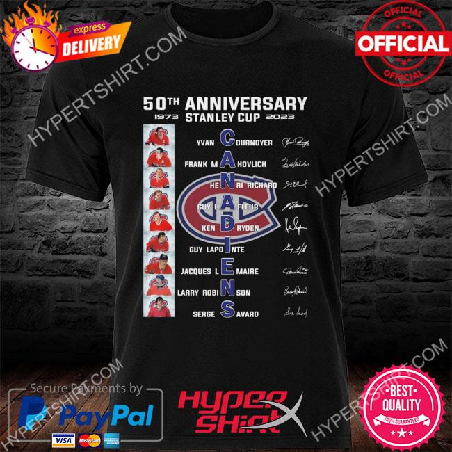 Premium montreal Canadiens 50th anniversary 1973 2023 stanley cup signatures shirt